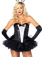 Female magician, costume corset, bow, sequins